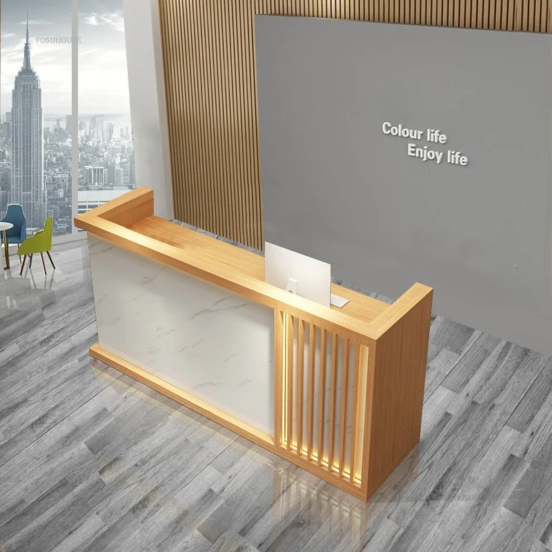Modern Chinese Reception Desks Bar Counter Display Beauty Salon Reception Desk Cashier Counters Commercial Office Furniture H