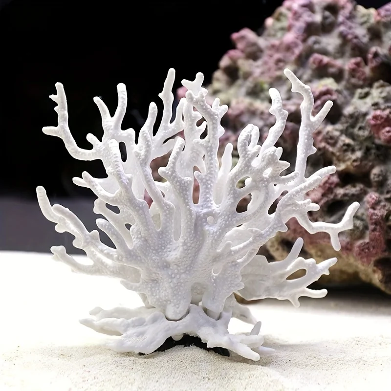 Ocean-Themed Decorative Coral Ornament - Three-Color Resin Aquarium Decor Piece
