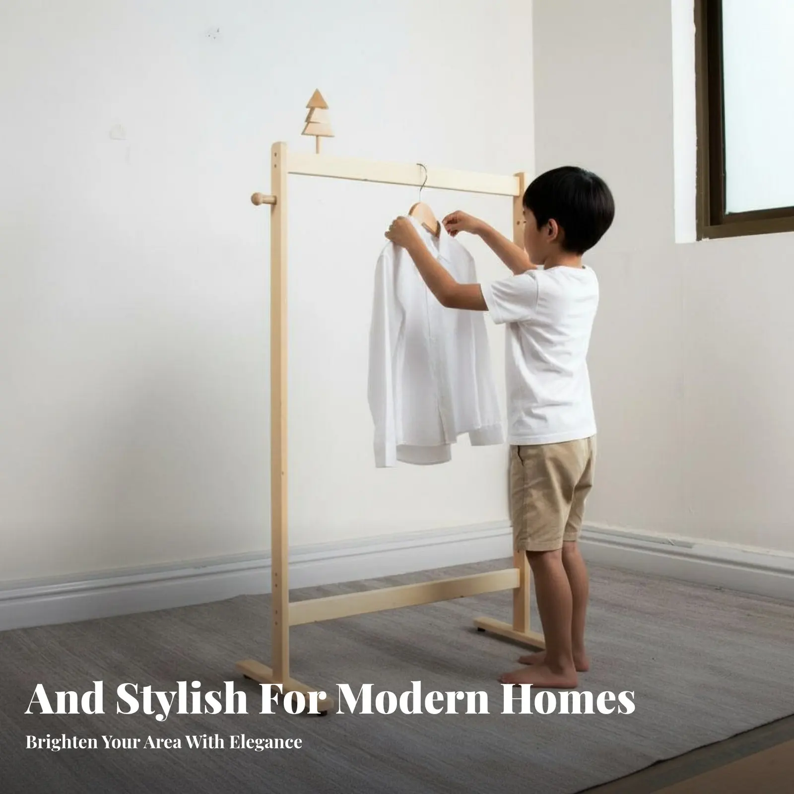 독립형 아동용 옷걸이 어린이 안전 설계 의류 랙 간편 조립 공간 절약 교사, 기숙사용