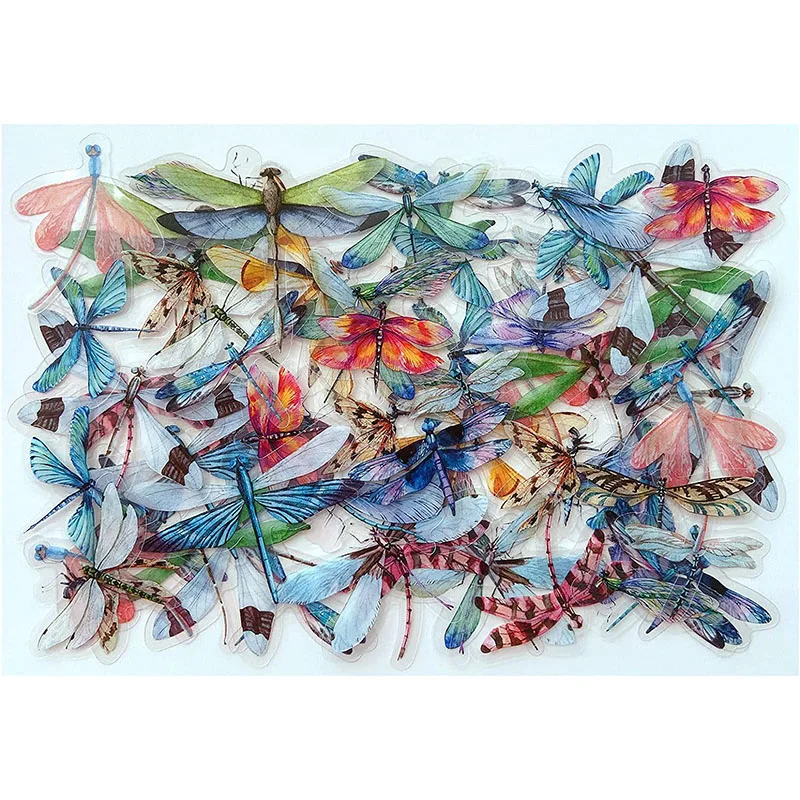 80 PCS Night Dragonfly Decorative Adhesive Sticker Craft Scrapbooking Sticker Set for Diary Album Notebook Planner