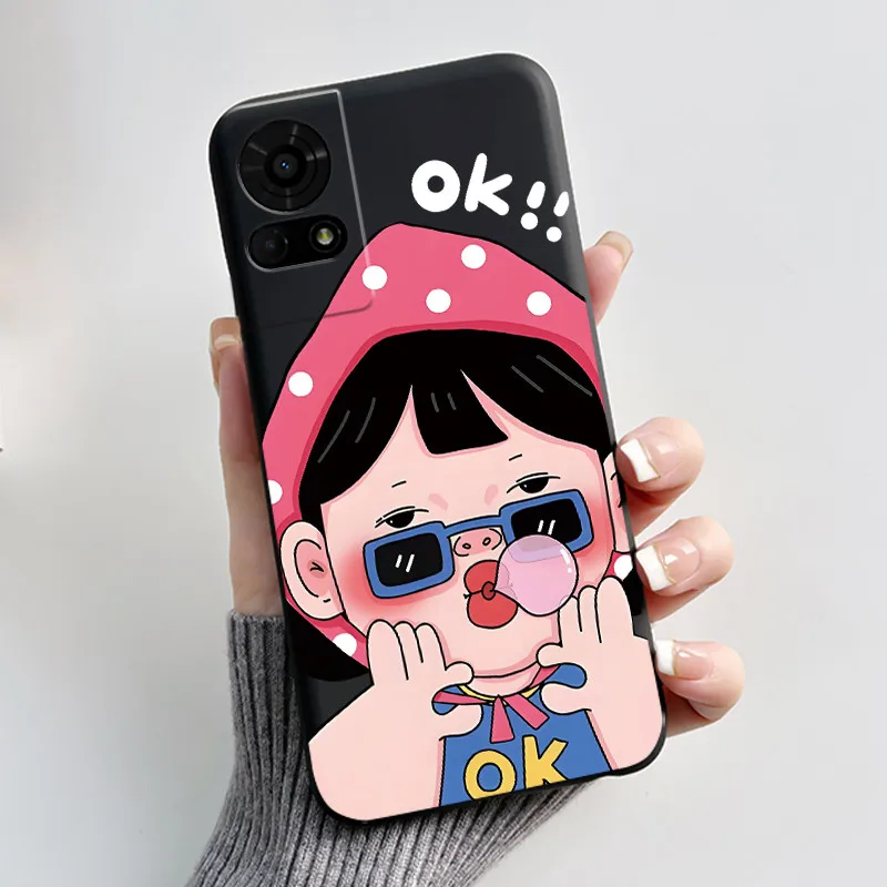 Cute Cartoon Soft Silicone Protective Phone Case - Black