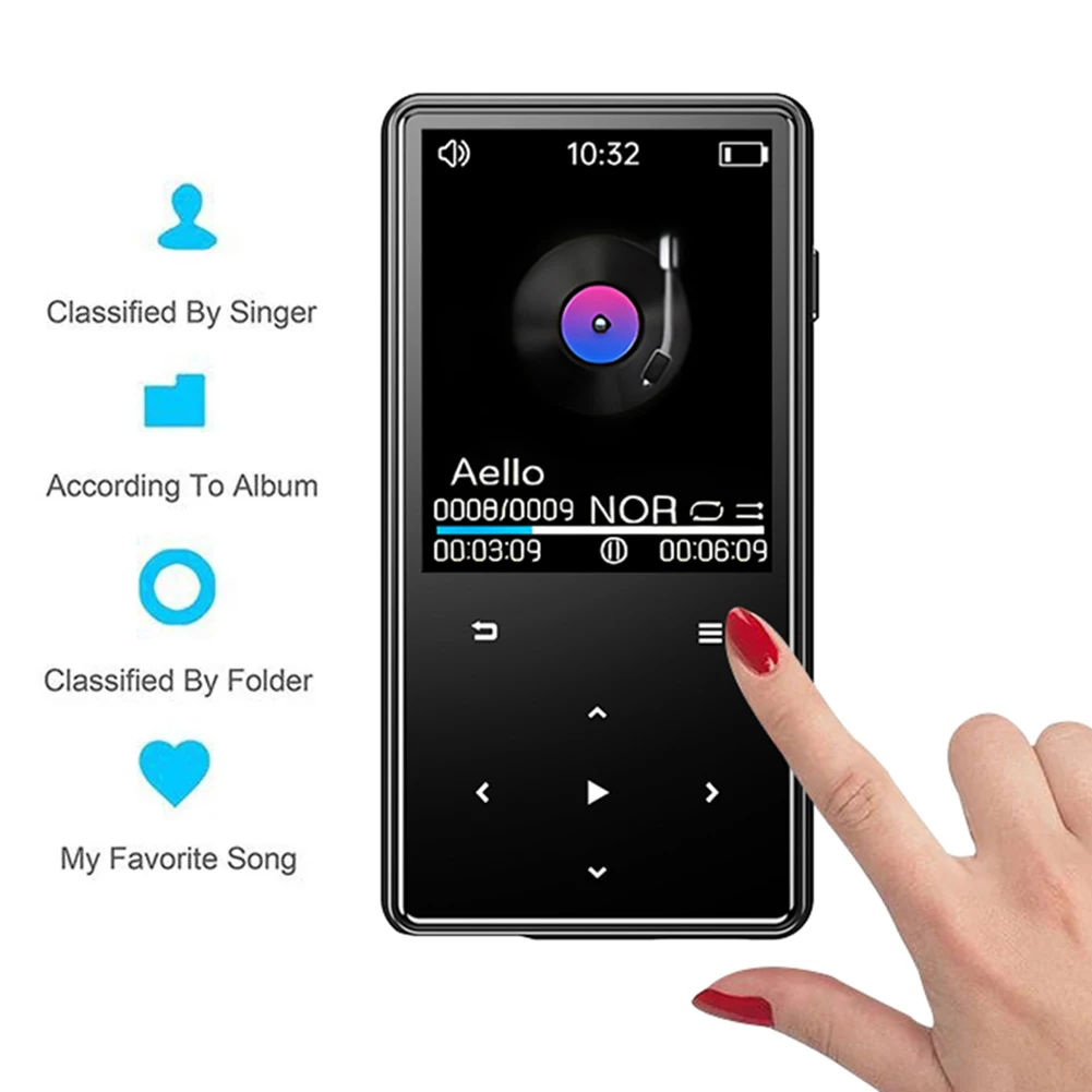 체육관 캠핑 스포츠용 휴대용 음악 플레이어, Bluetooth-Compatible5.0 음성 녹음기, FM 라디오 녹음, MP3 MP4 플레이어, 8 GB, 16 GB, 32GB