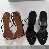 Liyke Summer Fashion Buckle Open Toe Slip On Back Strap Sandals Women Black White High Heels Wedding Prom Shoes Zapatos Mujer - Image 3