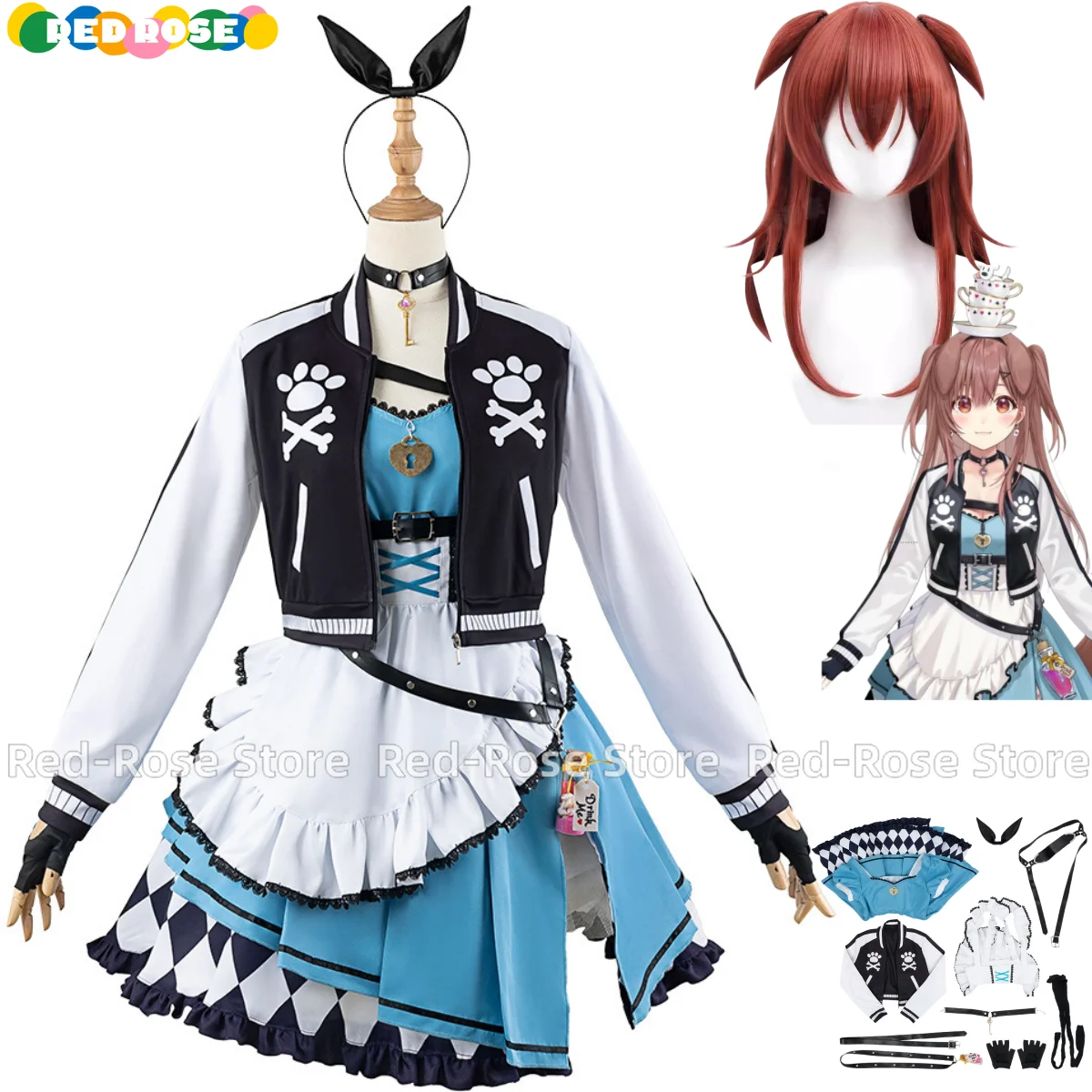 

Anime Virtual YouTuber Hololive Inugami Korone Cosplay Costume Wig Baseball Coat Maid Attire Dress Woman Sexy Carnival Suit