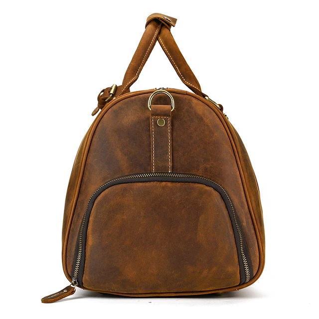 Luufan Genuine Leather Men's Travel Bag Male Large Luggage Duffle Bag For Man Shoulder Bag For Flight Weekender laptop Bag 52CM 4