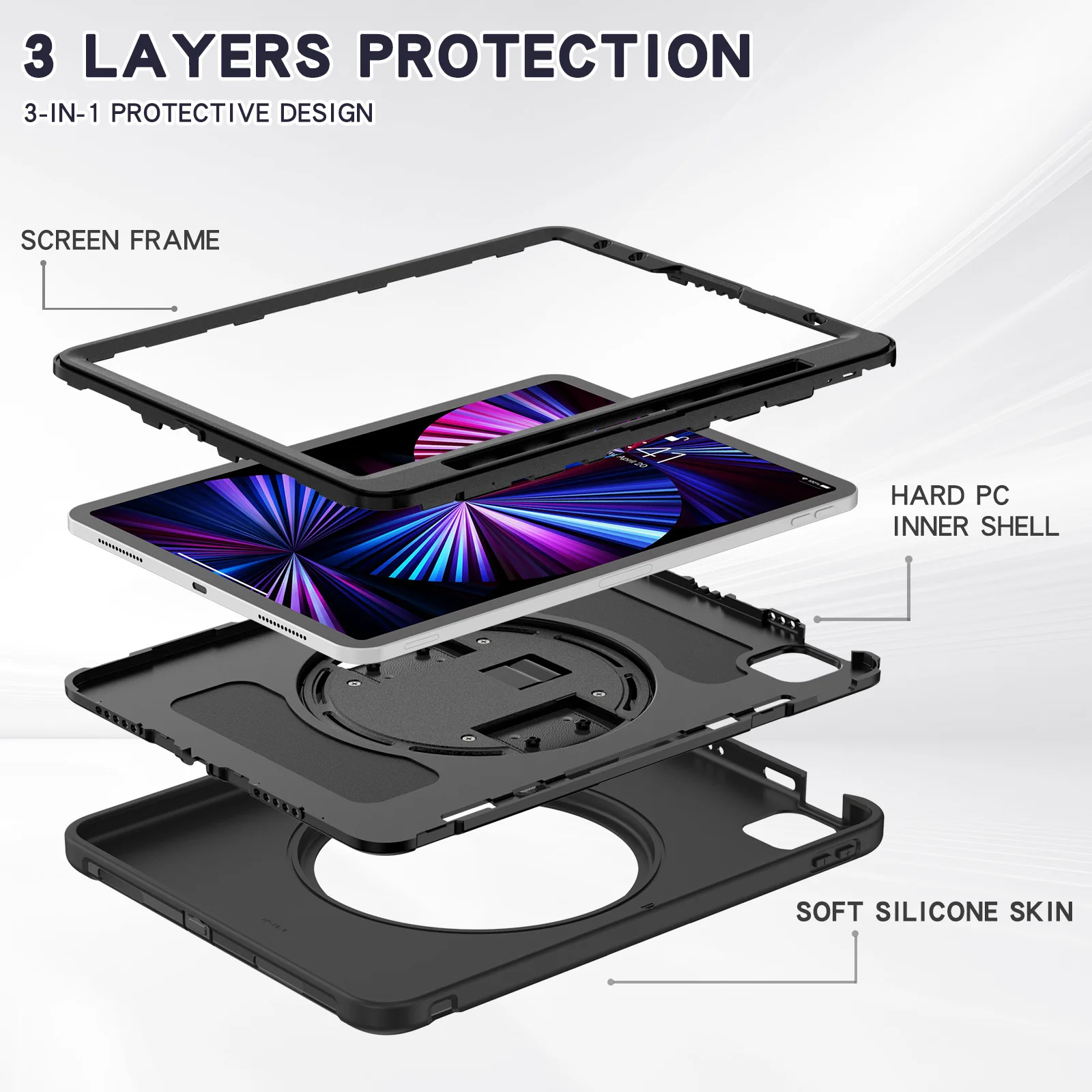 Rugged Shockproof Kickstand Handle Case