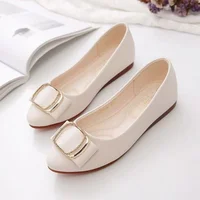 ​​2025 Minimalist Square-Buckle Chain Flats Genuine Leather Slip-Resistant Cushioned Mom Loafers