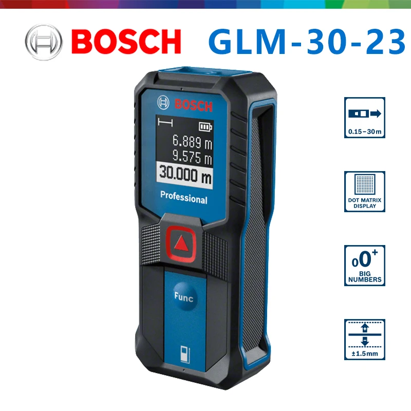 Télémètre laser BOSCH GLM 30-23 original double bouton - Mesureur haute précision écran moderne sans pile