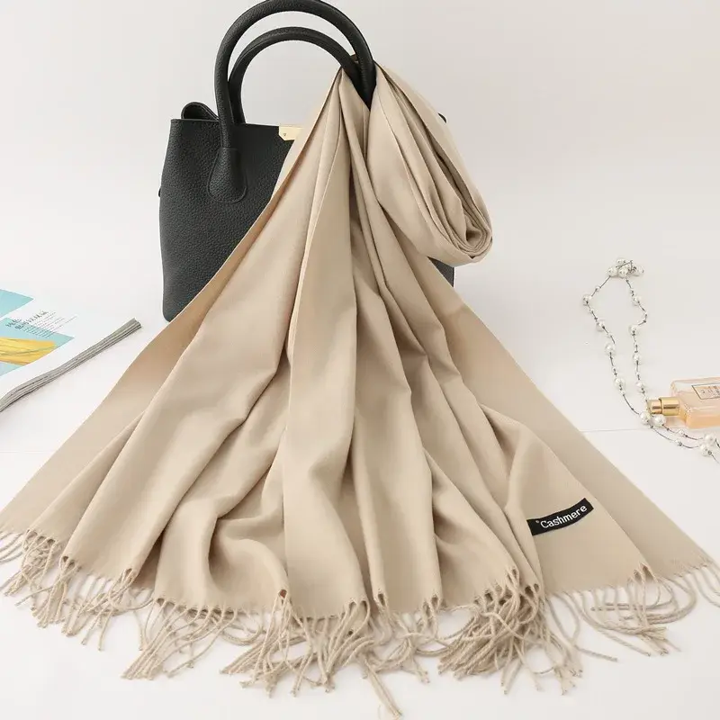 Solid Color Cashmere Scarf for Men Winter Pashmina Warm Neckerchief Navy Black Gray Men's Business Scarves Male Bufandas Shawls - Image 8