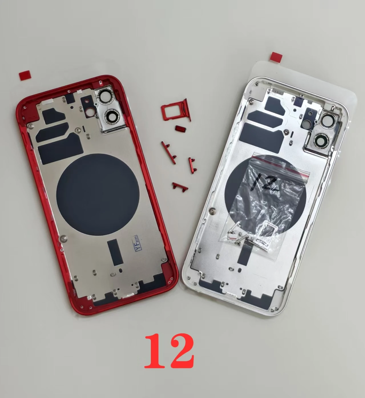 후면 하우징, iPhone 12 Pro Max 12 쉘용 무료 선물 포함, 배터리 뒷면 커버+중간 섀시 프레임+iPhone 12 Mini용 사이드 키