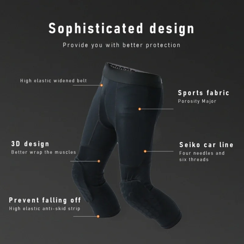 Boys Padded Sport Tights Basketball Compression Pants Athletic Padding Supplies Compression Pants Workout Legging