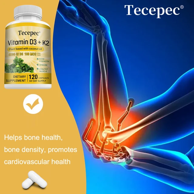 Vitamin D3 K2 Capsules - 4000IU, Promotes Strong Bones, Calcium Absorption, Teeth, Heart and Cardiovascular Health 4