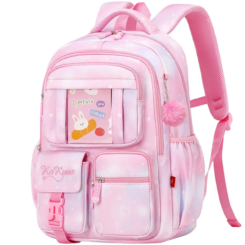 New Pink Princess Primary School Bag Children's Backpack Girls Lightweight Large Capacity Spine Protective Backpack for Students