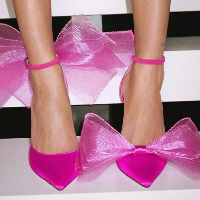 Asymmetrical Bow Highheeled Shoes Women's 2022 New Pointed Shoes