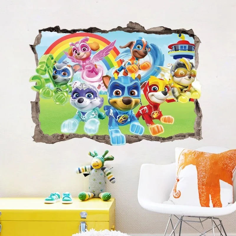 Hot Disney 3D Pawed Wall Stickers For Kids Bedroom Decoration Patrolling Toys DIY Boys Girls Creative Gifts PVC Home Decor