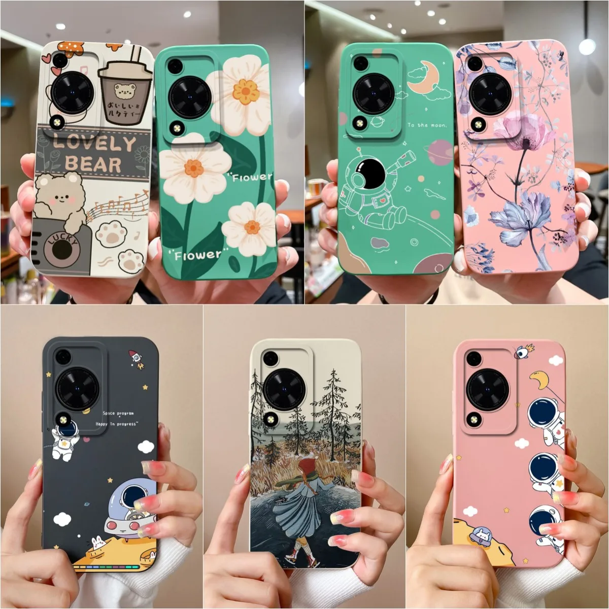 Cute Astronaut Silicone Soft Back Cover with Screen Protector