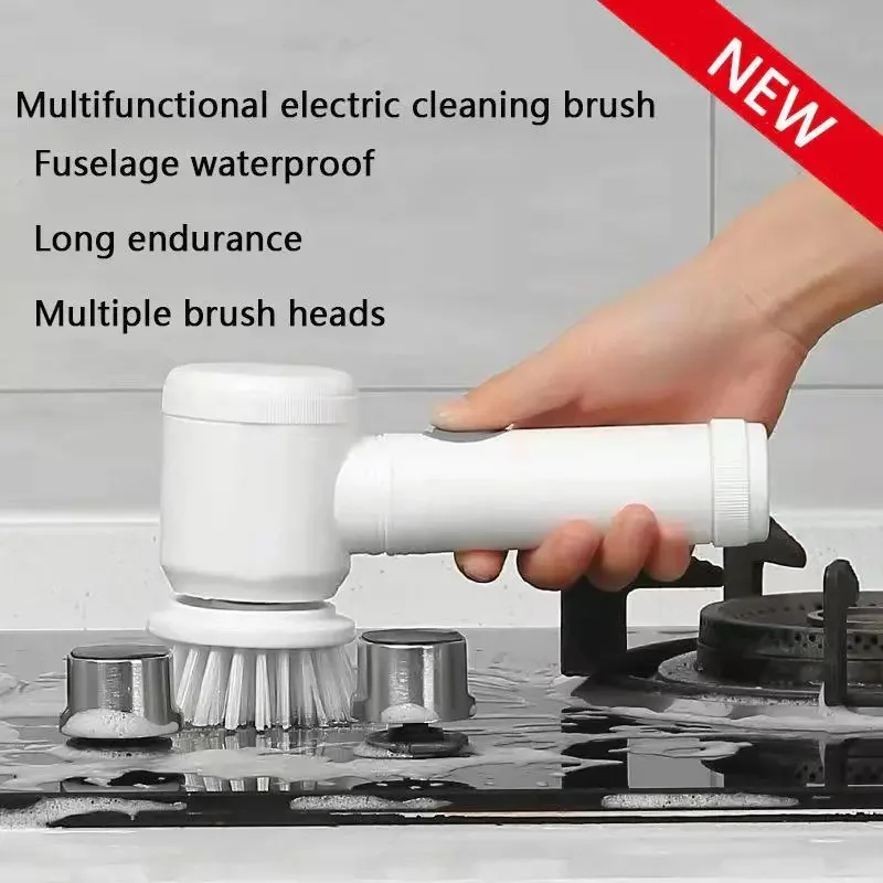 Dropship 1pc New Electric Cleaning Brush 5 Brush Heads Cleaner  Multifunctional Cleaning Pots And Dishes Kitchen Bathroom Bathtub; Glass to  Sell Online at a Lower Price
