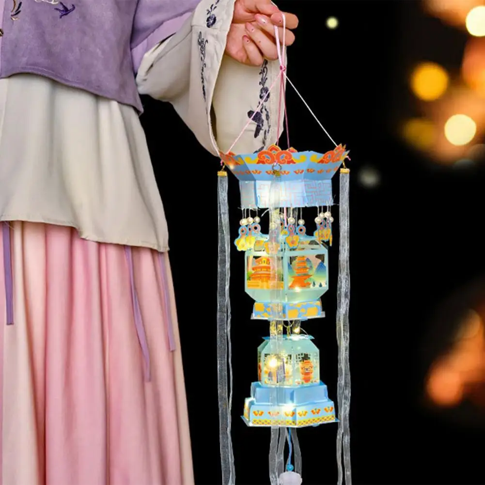 60cm Spring Festival DIY Lantern Kit Chinese Traditional Handheld Lucky Lantern With Tassel Decor Unfinished Material Packages