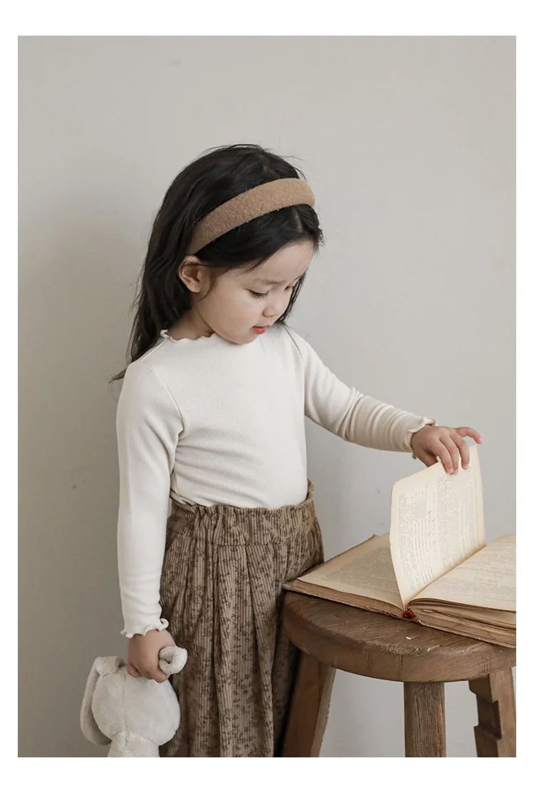 Langarmoberteil für Mädchen im koreanischen Stil – weicher Stretchstrick mit Spitzenbesatz, Kaschmir-Feeling-Schicht für Kinderkleidung im Frühling und Herbst – Detail 16