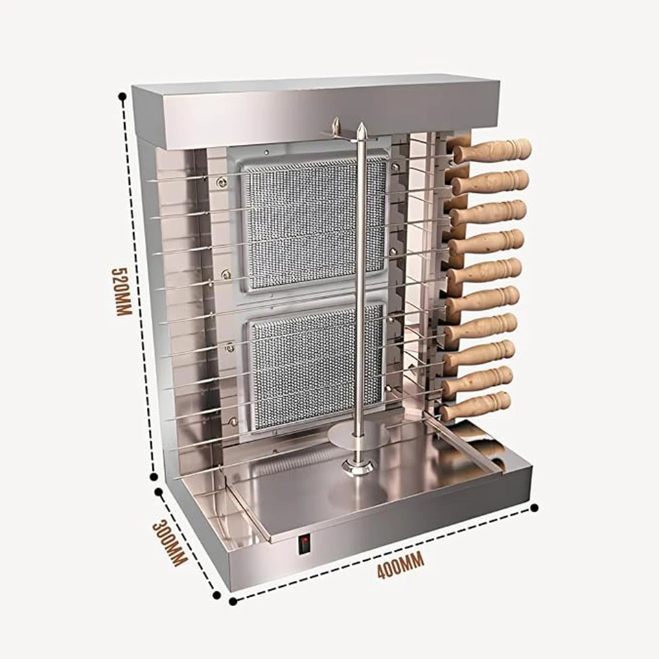 GB25A LPG Gas Commercial Rotary Kebab Roaster Grill Oven Shawarma Machine S.Steel with Burners for BBQ Grill Oven Equipment