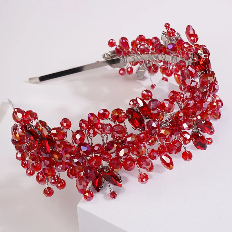 S8338125271494b65bd447c8bccf9327ag 5 Colors Handmade Wedding Bride Luxury Red Blue Rhinestones Tiaras and Crowns Bridal Headband Costume Hair Accessories for Women Mallzona