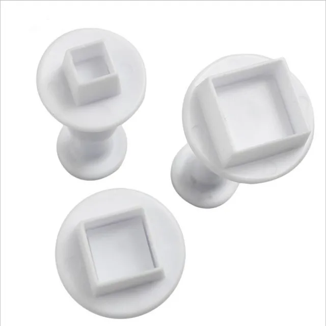 3Db Geometria Süti Vágó Műanyag Négyzet Alakú Cukrászdekoráció Fondant Keksz Cookie Penész Jeges Sütőszerszámok - Image 2