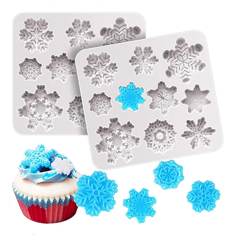 Christmas Silicone Mold Snowflake Epoxy Resin Slime For Chocolate Fondant Cake Decorating Home Jewelry Materials Making Supplies diy resin crystal snowflake listing christmas epoxy mold snow keychain pendant jewelry decorative silicone mirror resin mold