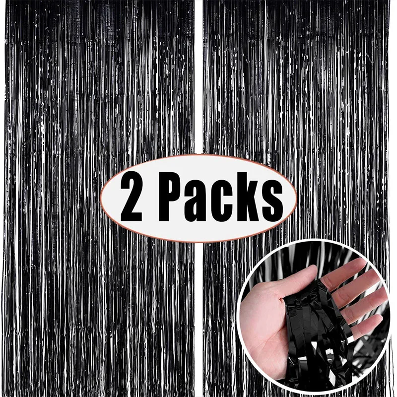Party Backdrop Tinsel Fringe Curtain 2Pack 1X2M Birthday Wedding Decoration