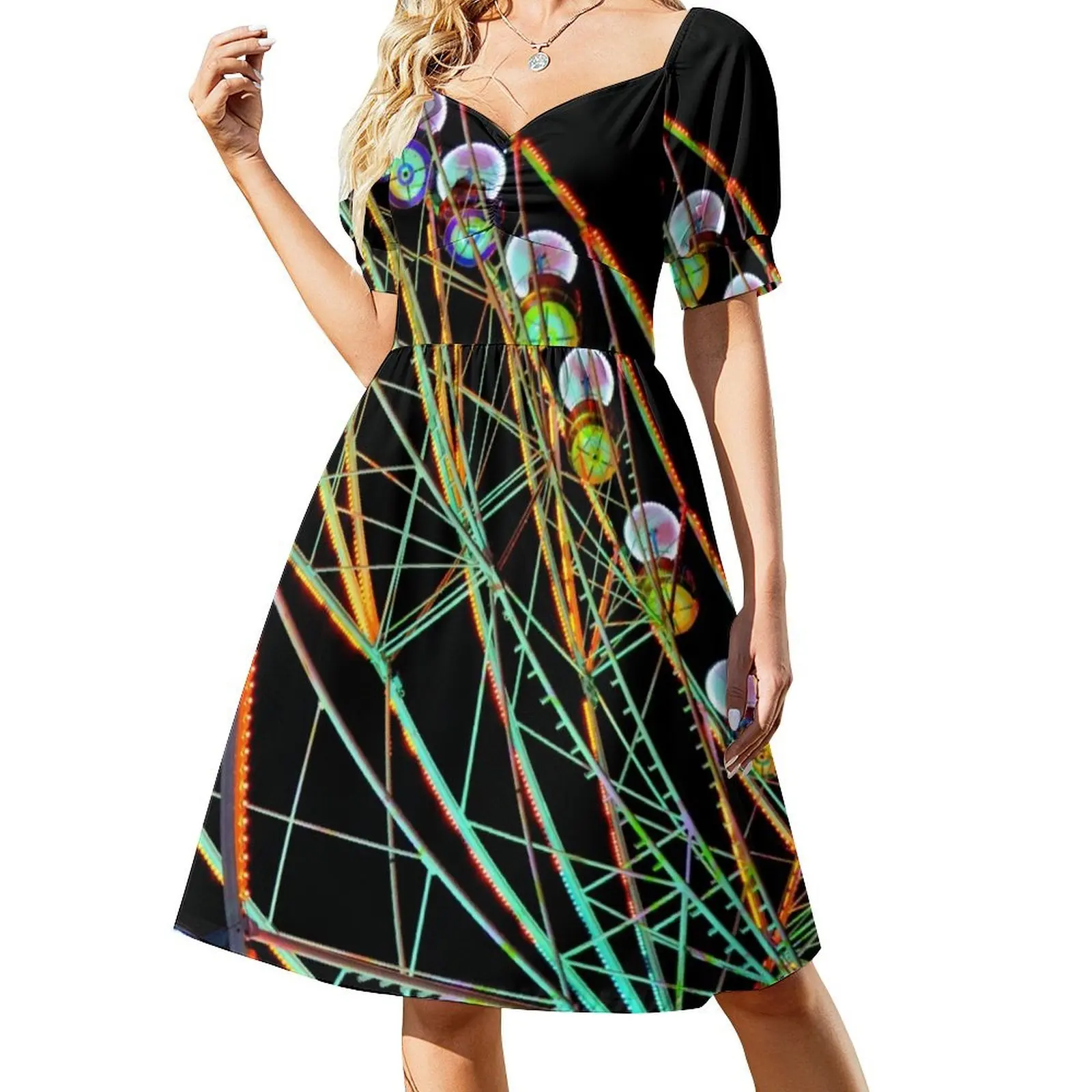 En la feria Vestido de manga corta ropa de mujer vestidos de verano vestido de verano para mujer