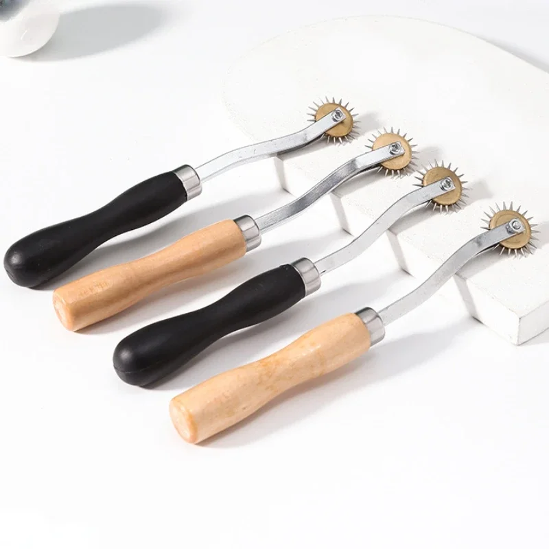 Leather Tool DIY All Steel Tooth Type Scribing Wheel Tracing Line Press Roller Wooden Handle Wire Pressing Wheel