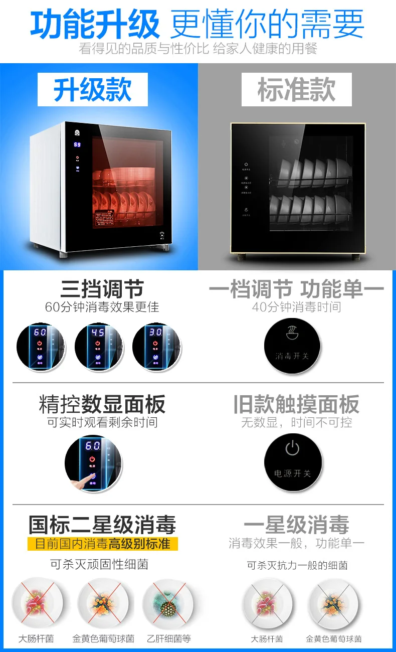 50-RQ240 mini tableware disinfection cabinet household small desktop vertical cup cupboard stainless steel
