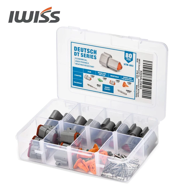 Iwiss Deutsch Dt Connector Kit, Size 16 Solid Contacts 2016 Gauge, 3