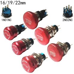 16mm/19mm/22/mm Emergency Metal Button Switch Indication STOP Machine Panel Dashboard Press Latching Button 1NO1NC/2NO2NC