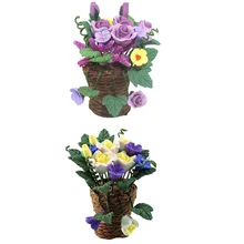 

2Pcs DIY Miniature Flower Basket Models Micro Doll House Landscape Bonsai Decorations