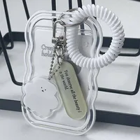 INS Transparent Photocard Holder with Spring Keychain Idol Photo Protective Case 3 Inch Photo Card Holder Student ID Card Cover 1