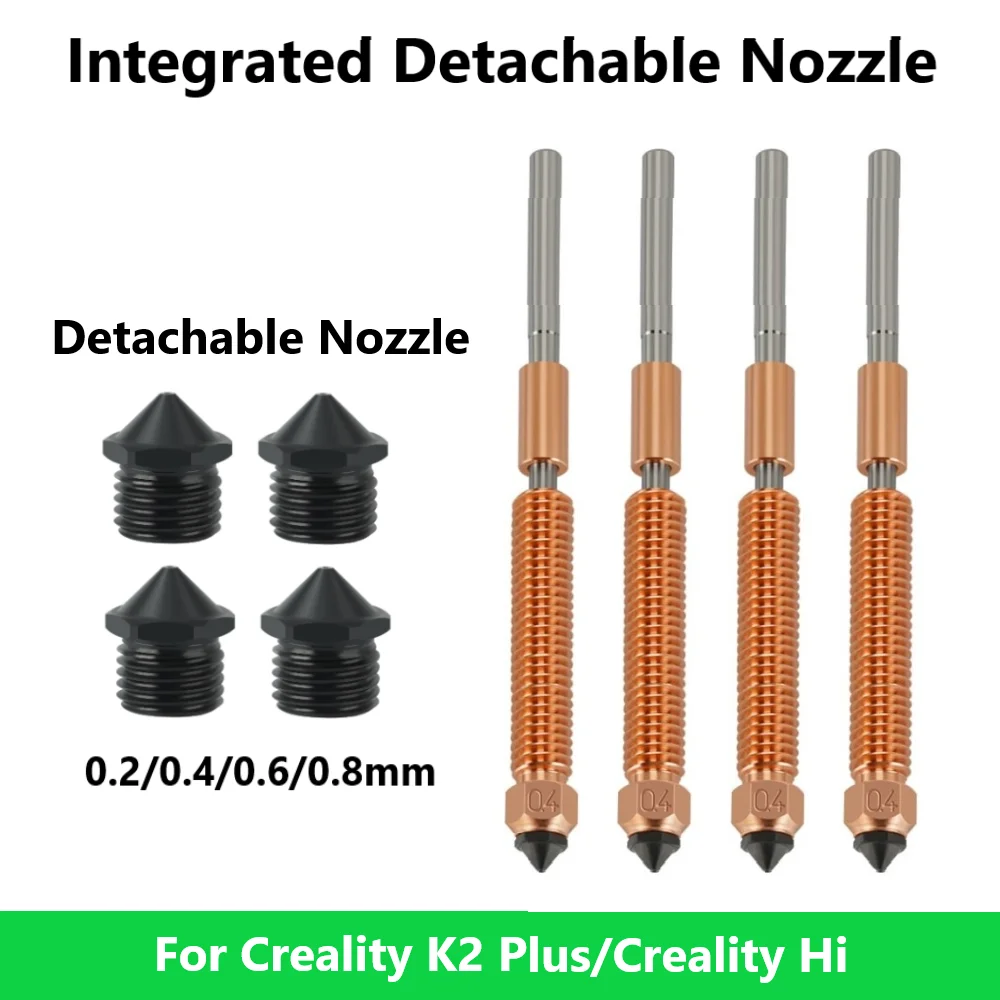 Für Creality K2 Plus/Hi Abnehmbare Düse Gehärtete Stahl Düse High-speed Druck 0,2/0,4/0,6/0,8mm 3D Drucker Zubehör