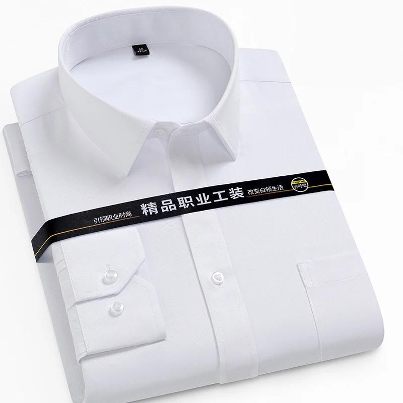 

New in shirt plus size long-sleeve shirts for men solid slim fit formal shirt 40%cotton office tops big size business clothes