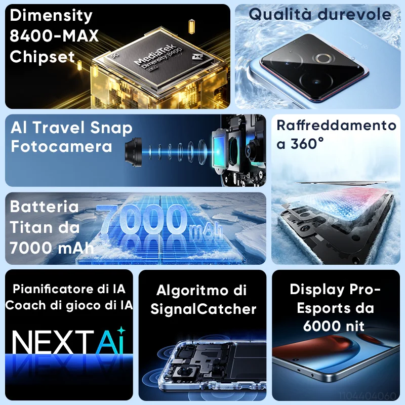 realme GT 7TSmartphone 5G 2025 Nuovo Mediatek 8400-Max 7000Mah Titan Batteria 120W Ultra Charge 6.8'' 120Hz Display Versione globale - immagine 2
