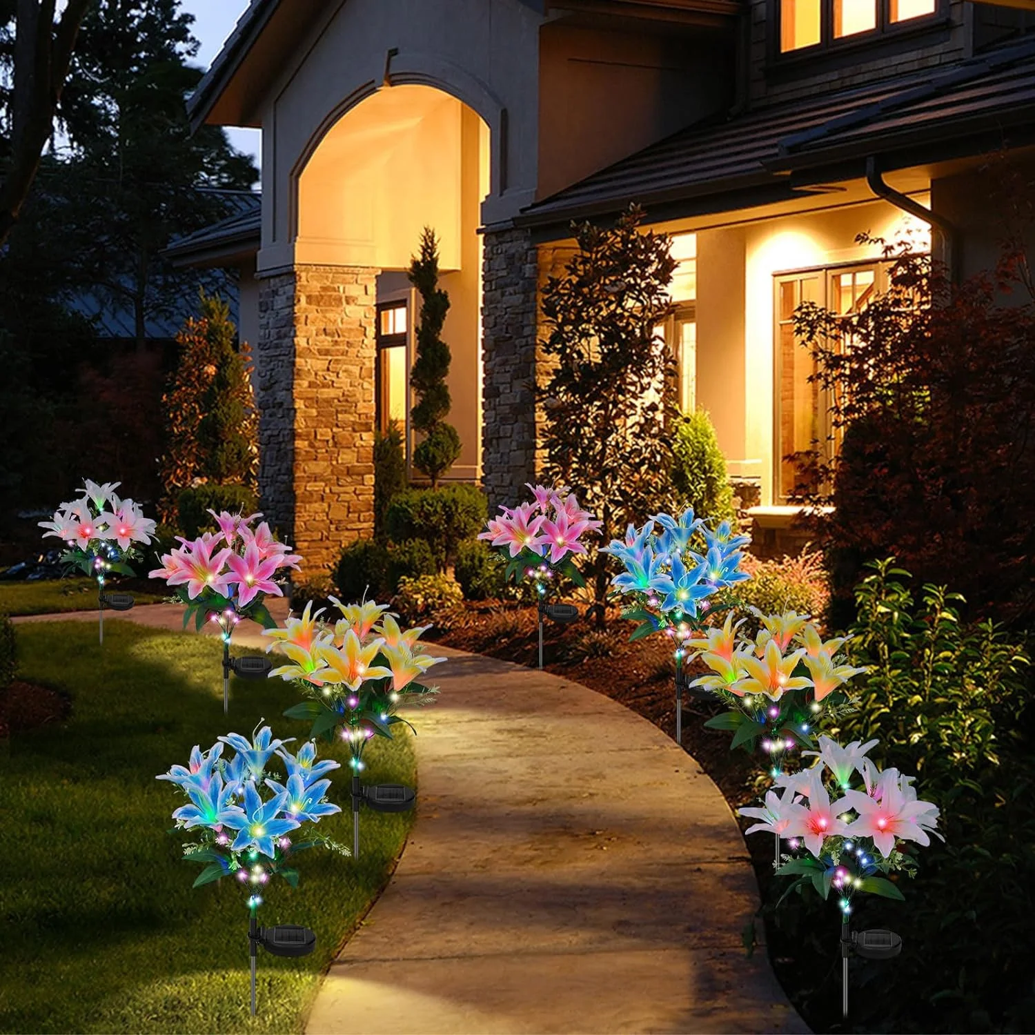 7 Head Orchid Flower Solar Lights Outdoor Waterproof Landscape Decor Lamp for Garden Yard Pathway Porch Lawn Backyard Decoration 4