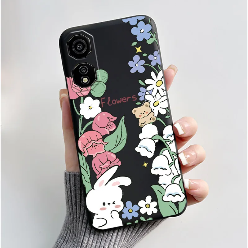 Cute Love Heart Rabbit Black Silicone Soft Protective Phone Case