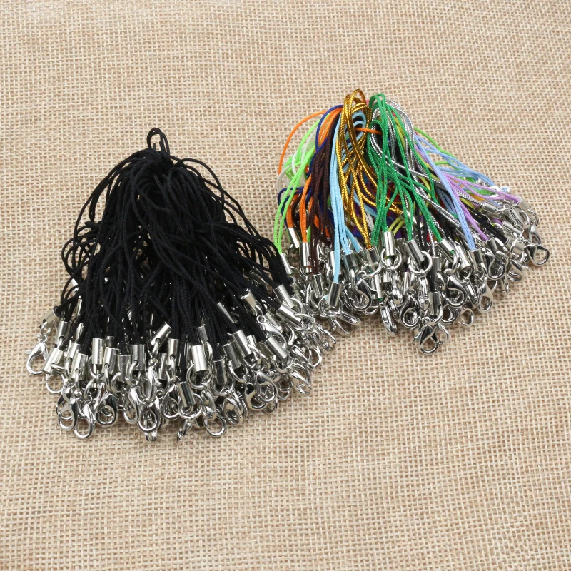 100pcs Lanyard Lariat Strap Cords Lobster Clasp Rope Keychains Hooks Mobile Set Charms Keyring