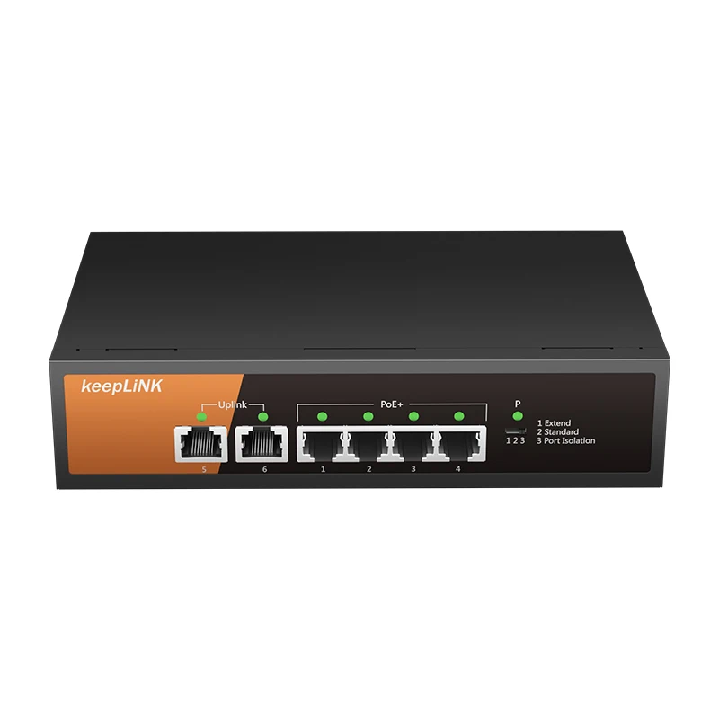 KeepLiNK 이더넷 RJ45 업링크용 메가비트 스위치, 4-PoE 포트, 2 포트, 6 포트