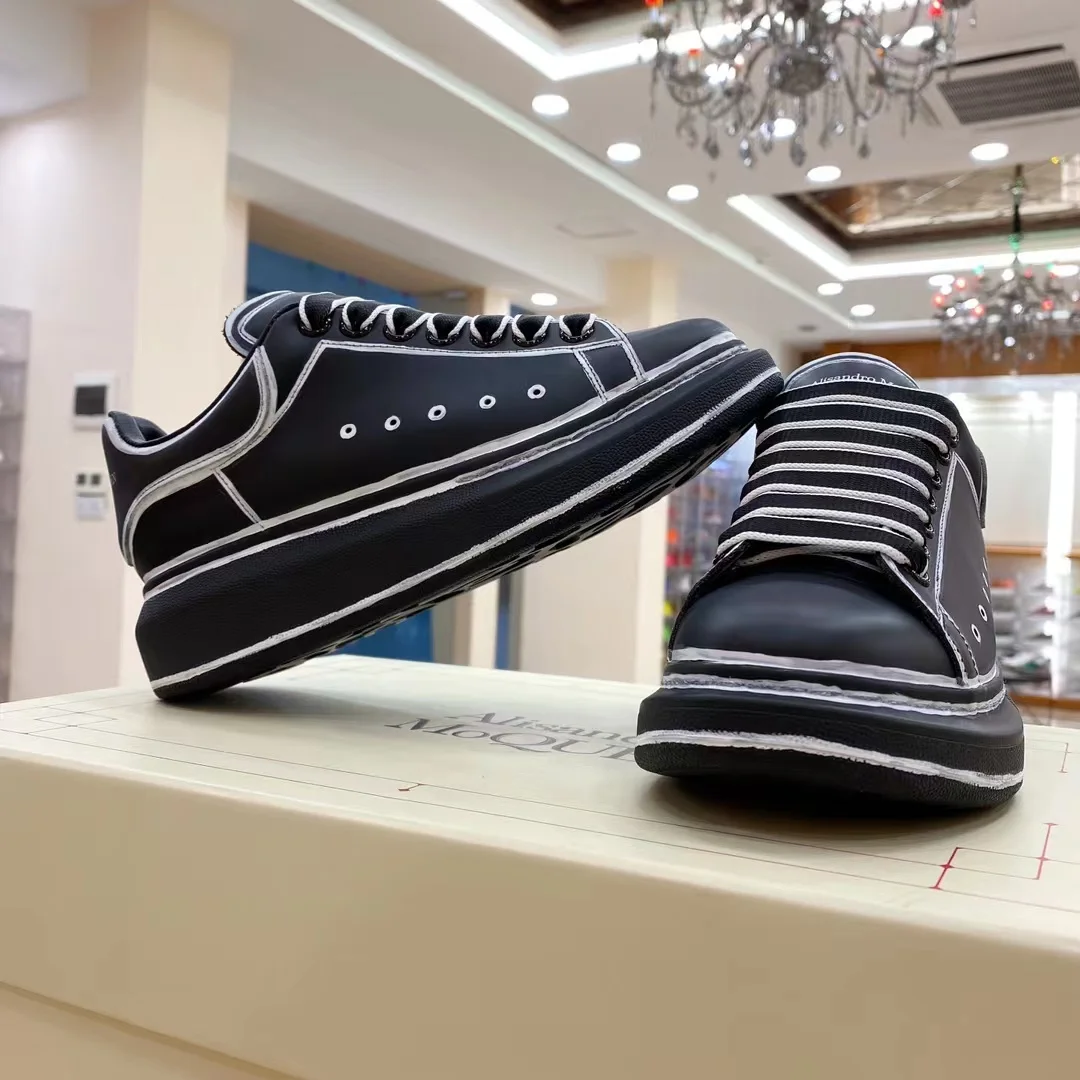 Handmade Casual Sneakers Man Platform Trainers Hand-painting Cowhide Leather Flat Loafers Men's Footwear Business Office Shoes