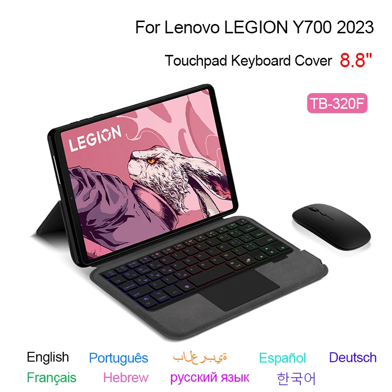 Touchpad Backlit Keyboard Case para Lenovo Lenovo Legion Y700 8.8 Tb320f Tablet Case Teclado sem Fio Coreano Português 2023