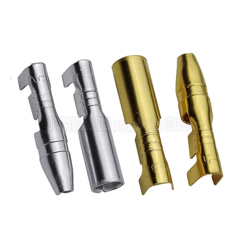 Terminal Connector Bullet Terminals 4.0mm Female and Male Connector Gold Brass/Silver Wire Connector Socket with Insulating Sleeves for Car