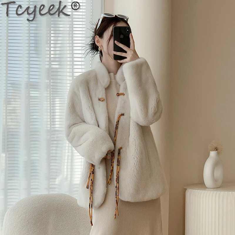 Tcyeek Cappotto Di Pelliccia Di Visone Naturale Giacca Di Pelliccia Da Donna Invernale 2023 Moda Intera Donna Visone Vera Pelliccia Cappotti Elegante 