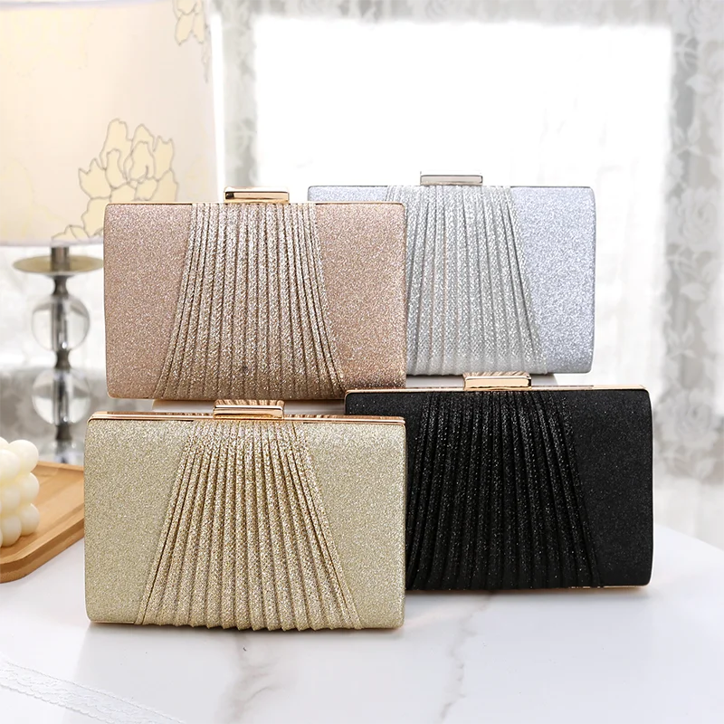 

Women's Shiny Handbag Retro Tiered Ruched Purses Elegant Glitter Hand Bag Fashion Clutch Bag Evening Party Mini Square Packet