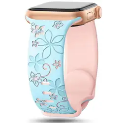 Engraved Silicone Strap Band - 42 44 45 46 49mm (Light Pink)