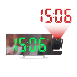 Sleek LED Projection Alarm Clock with Temperature & Humidity Display (Green light)