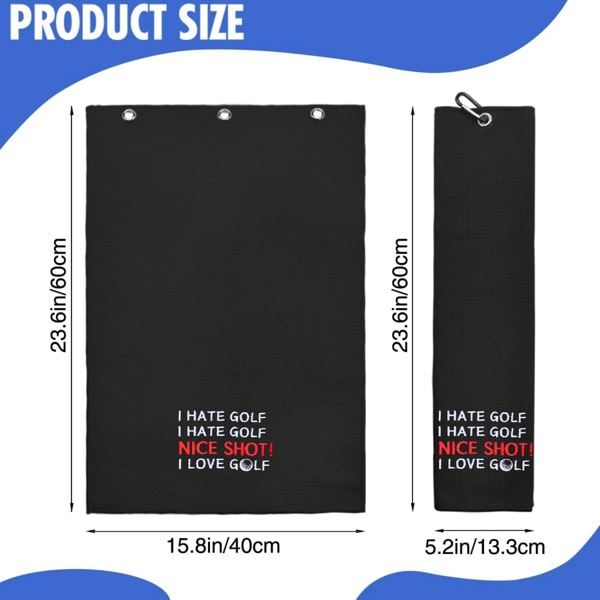 Golf Towel Funny Microfiber Embroidered For Bags Men&Women Accessories